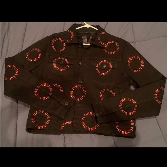 VLONE LIVE LOVE DIE ORANGE RHINESTONE JACKET
